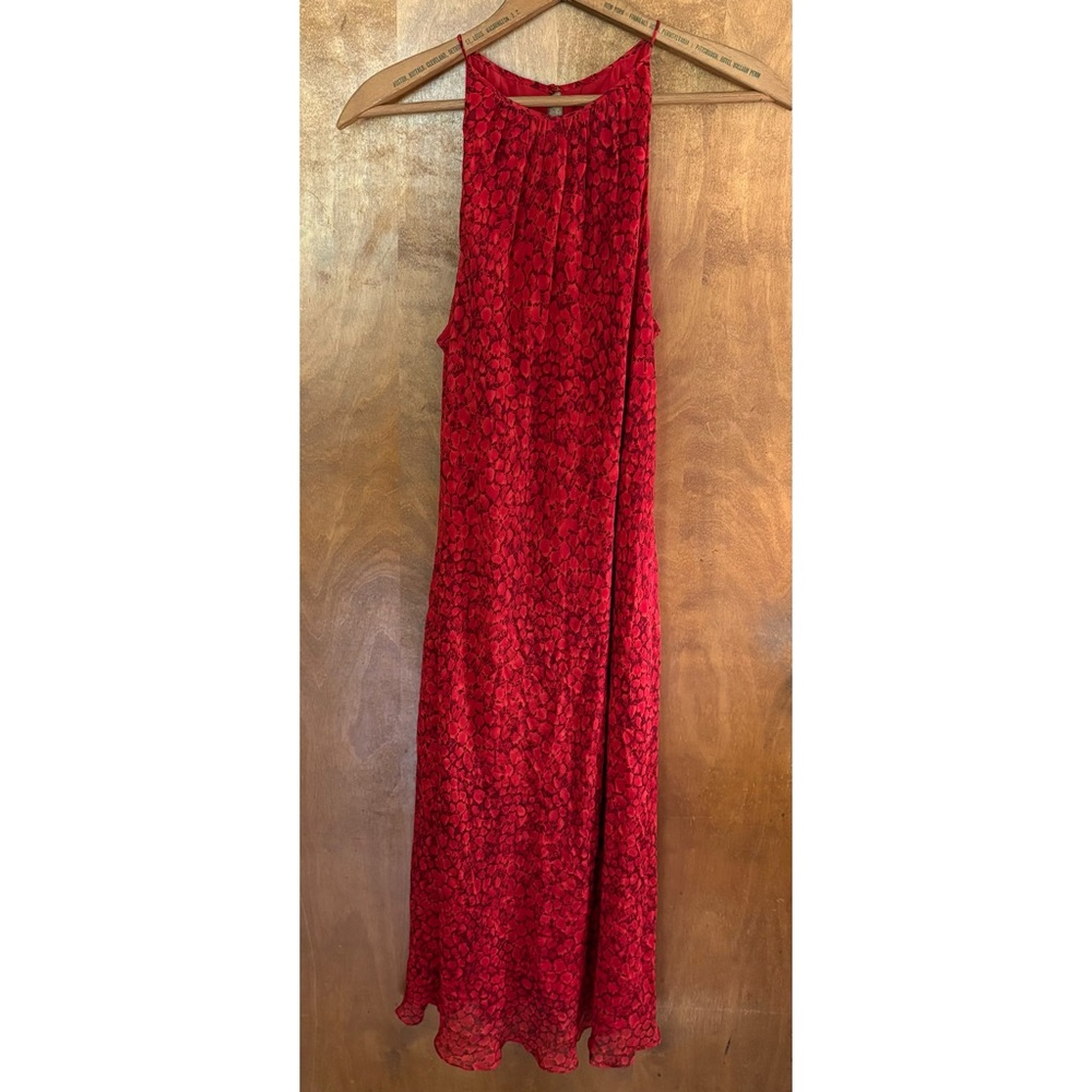 Vintage 100% Silk Red Maxi Slip Dress Fairy Y2K Asymmetrical Mcbling Snake Print - Picture 2 of 15